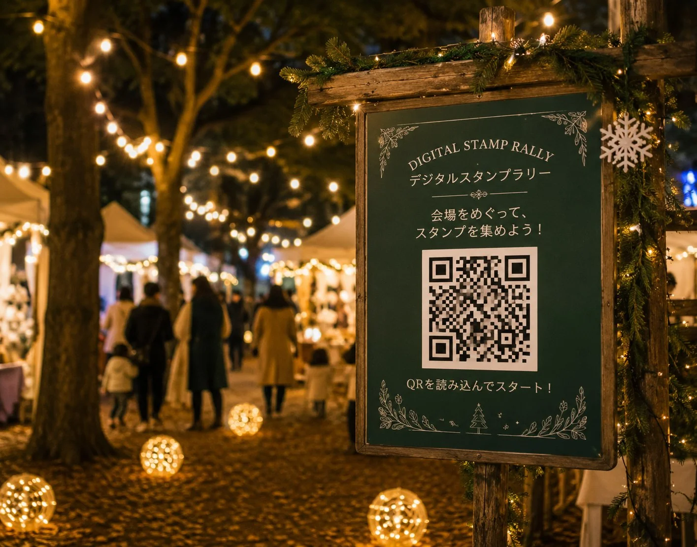会場に設置されたデジタルスタンプラリーのQR看板